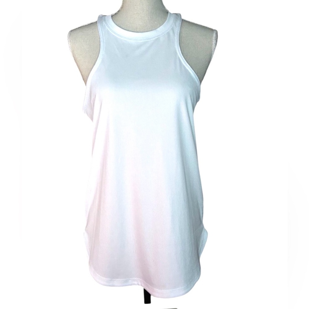 Nike Dri-Fit size M white ribbed knit sleeveless athletic racer back tank top